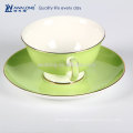 Pintura Verde Patrón Natural Tazas De Café Impreso Personalizado Y Saucers Set